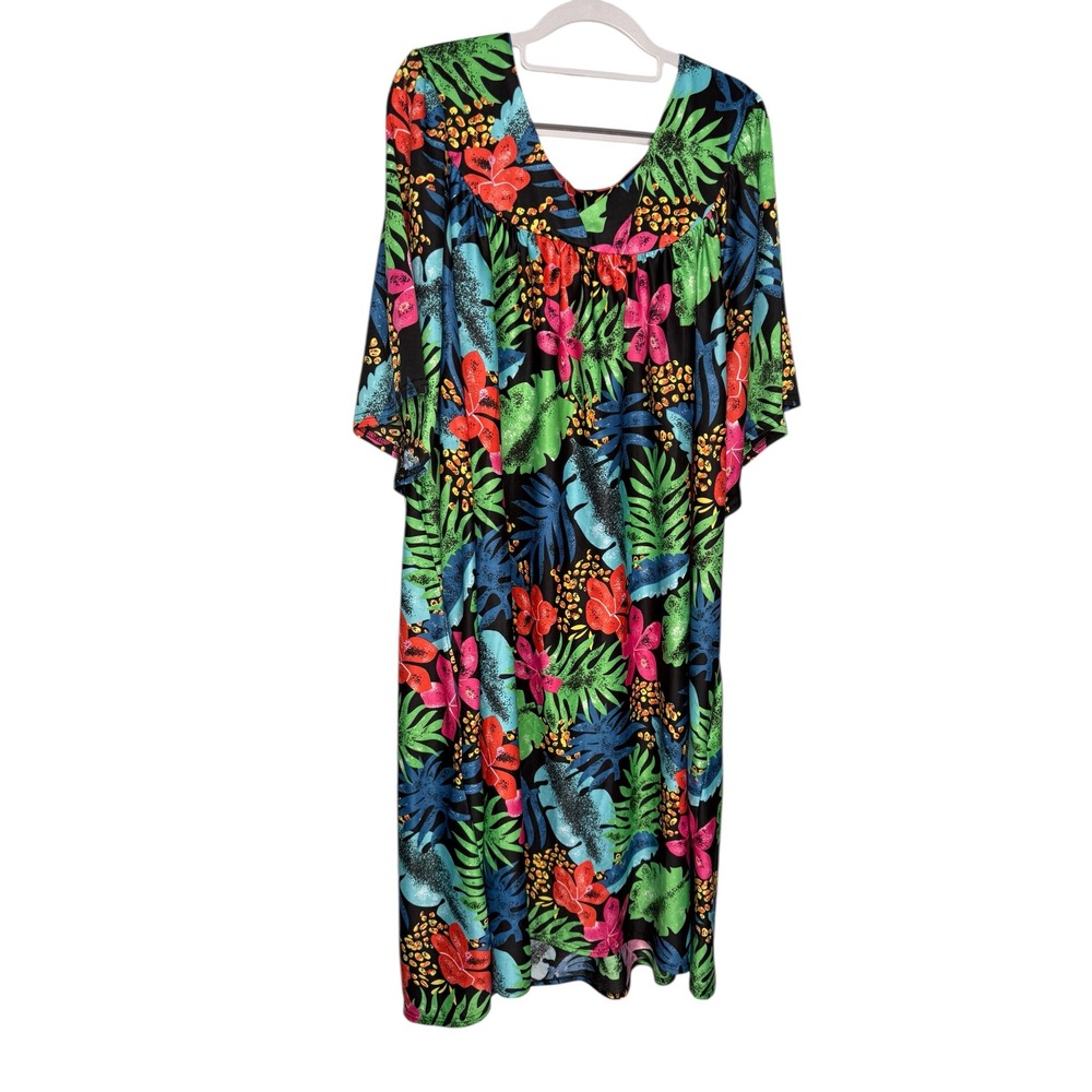 Anthony‎ Richards colorful bright tropical print muumuu night dress